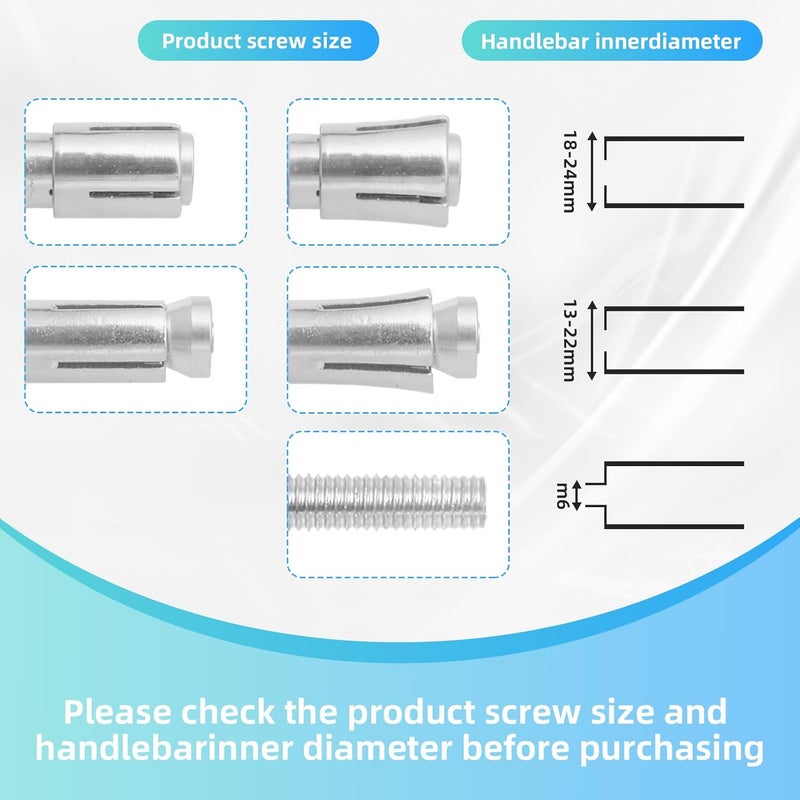 Gallipower 4 Pack Motorcycle Bar Ends Mounting Screw Set,Handlebar Expansion Screws Universal 13mm-24mm,for 7/8'' Handle Bar Grip End Caps Handle Bars Plug Side Mirror Electric Dirt Bike Scooter Silver - Image 3